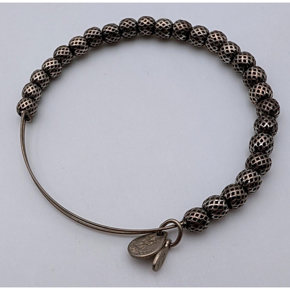 Alex‎ and Ani Rafaelian Silver Mesh Bead Expandable Bangle Textured Charm